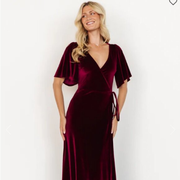 BNWT Baltic Born Meghan Velvet Wrap Maxi Dress - Mulberry - Picture 1 of 7